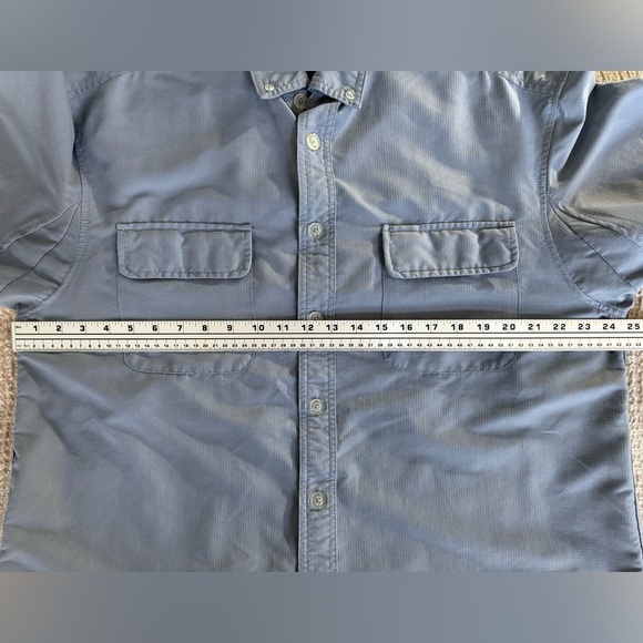 EUC Duluth Trading Ripstop Venting Short Sleeve Button Shirt LT Blue Workwear - Picture 6 of 14